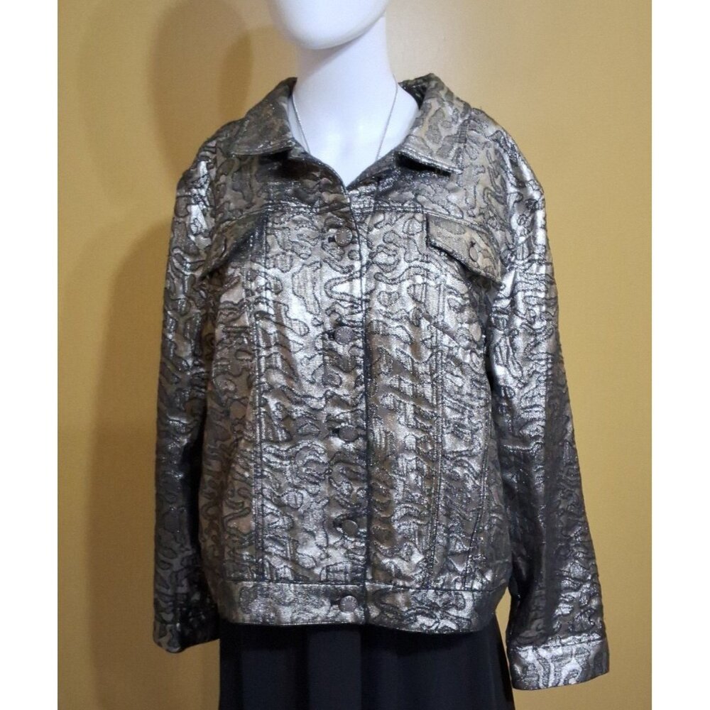 Chicos Metallic Button Down Jacket Size 4 - image 1